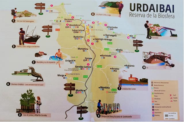 Mapa de Busturialdea y la Reserva de Urdaibai